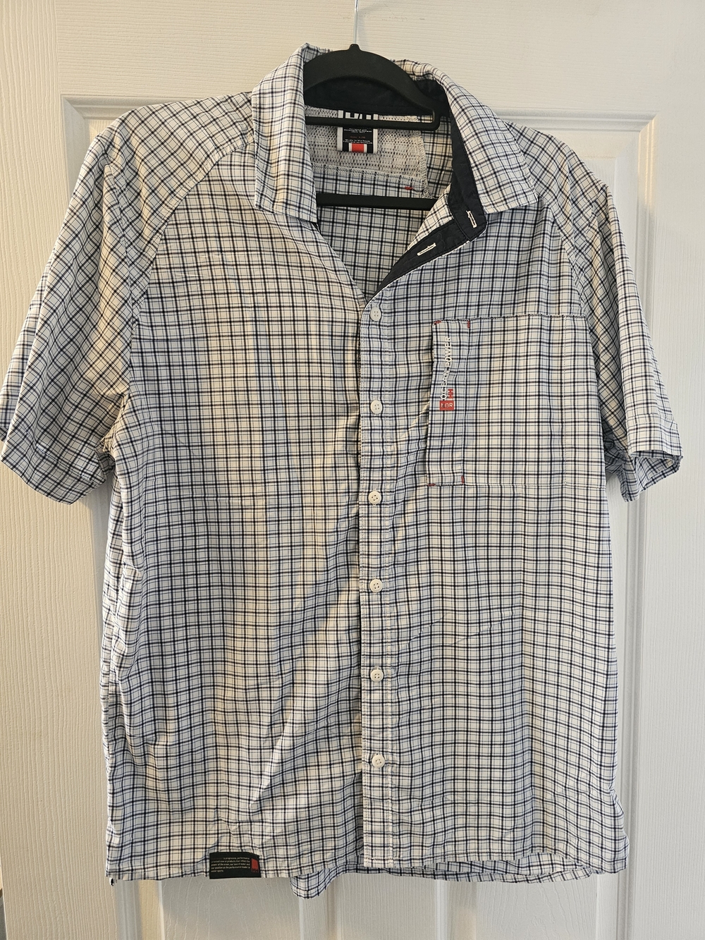 Helly Hansen Men's White & Navy Check Short Sleeve Button-Down Shirt